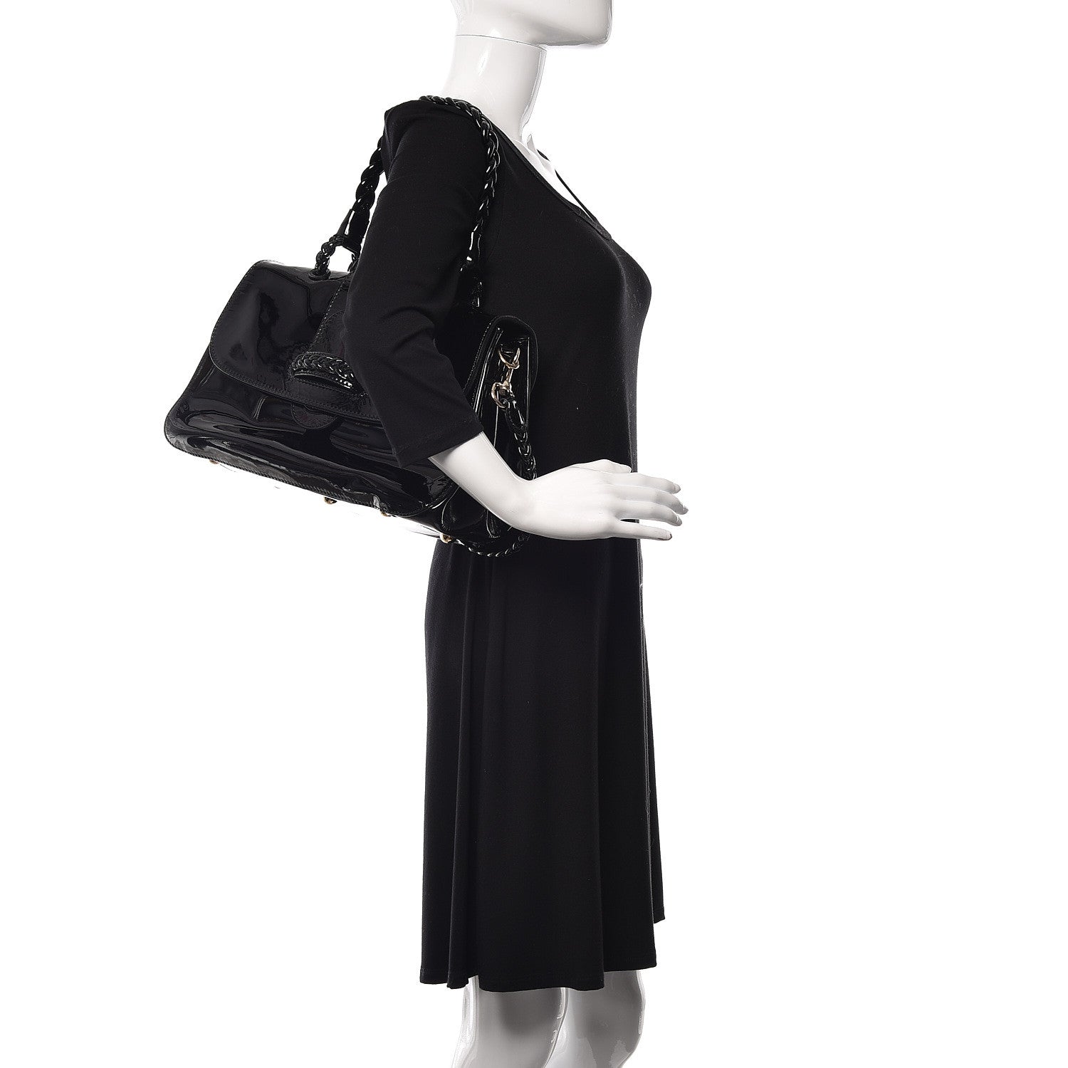 Valentino Garavani Patent Histoire Flap Black 2 of 11