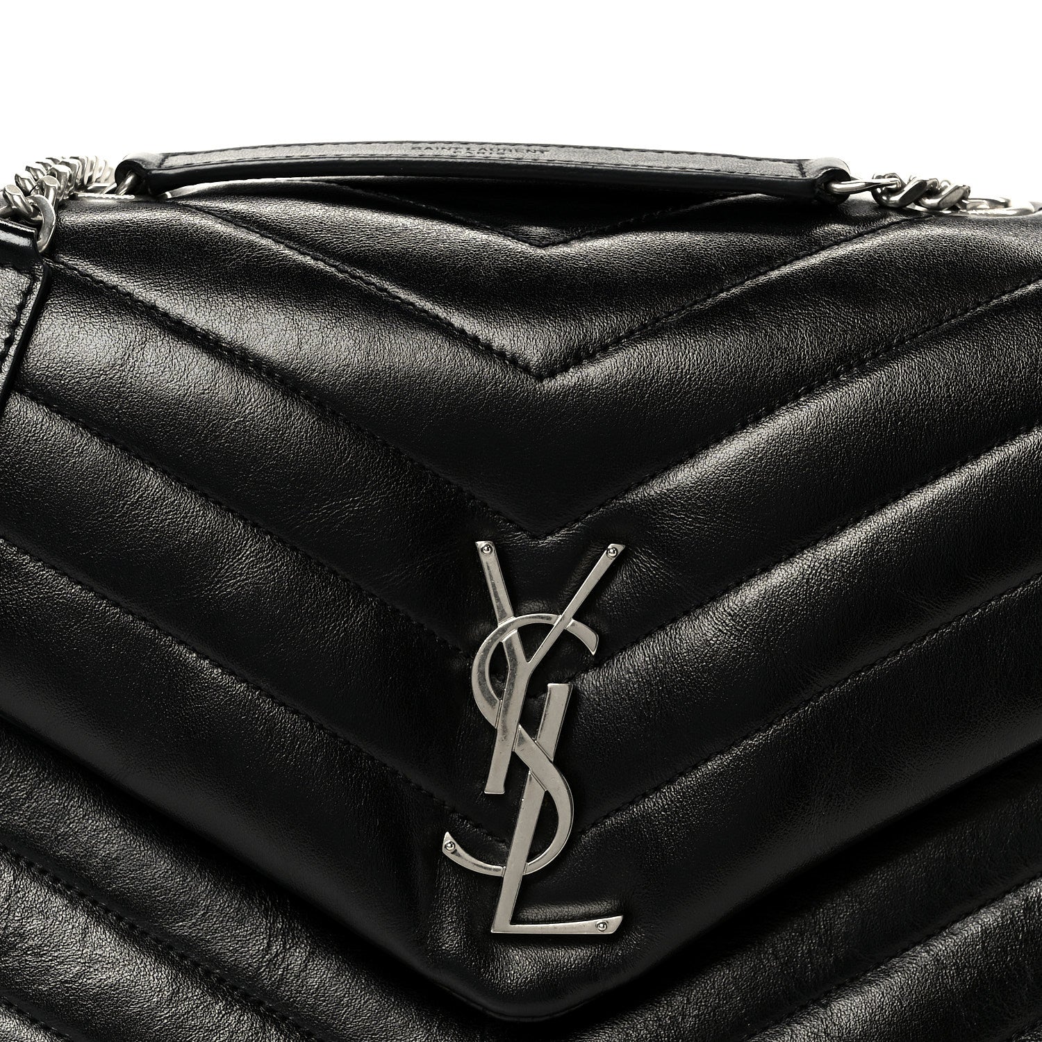 Saint Laurent Calfskin Y Quilted Monogram Medium Loulou Chain Satchel Black 8 of 11