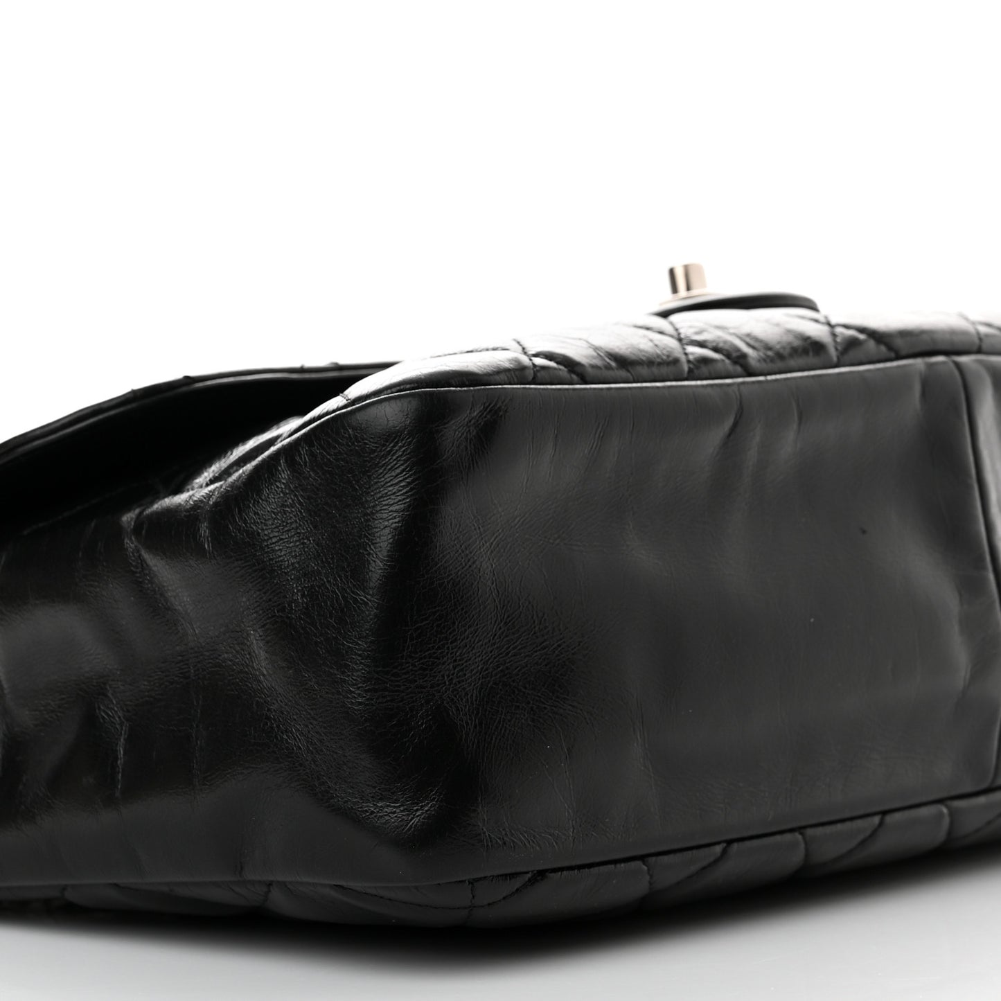 Glazed Calfskin Quilted Small CC Delivery Tote Black