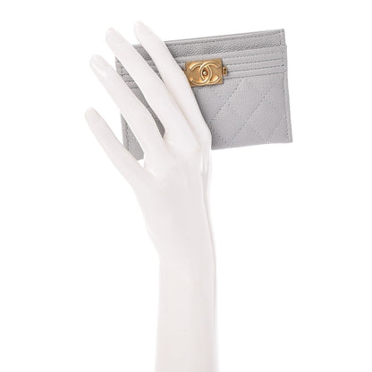 Chanel Caviar Quilted Boy Card Holder Grey 2 of 8