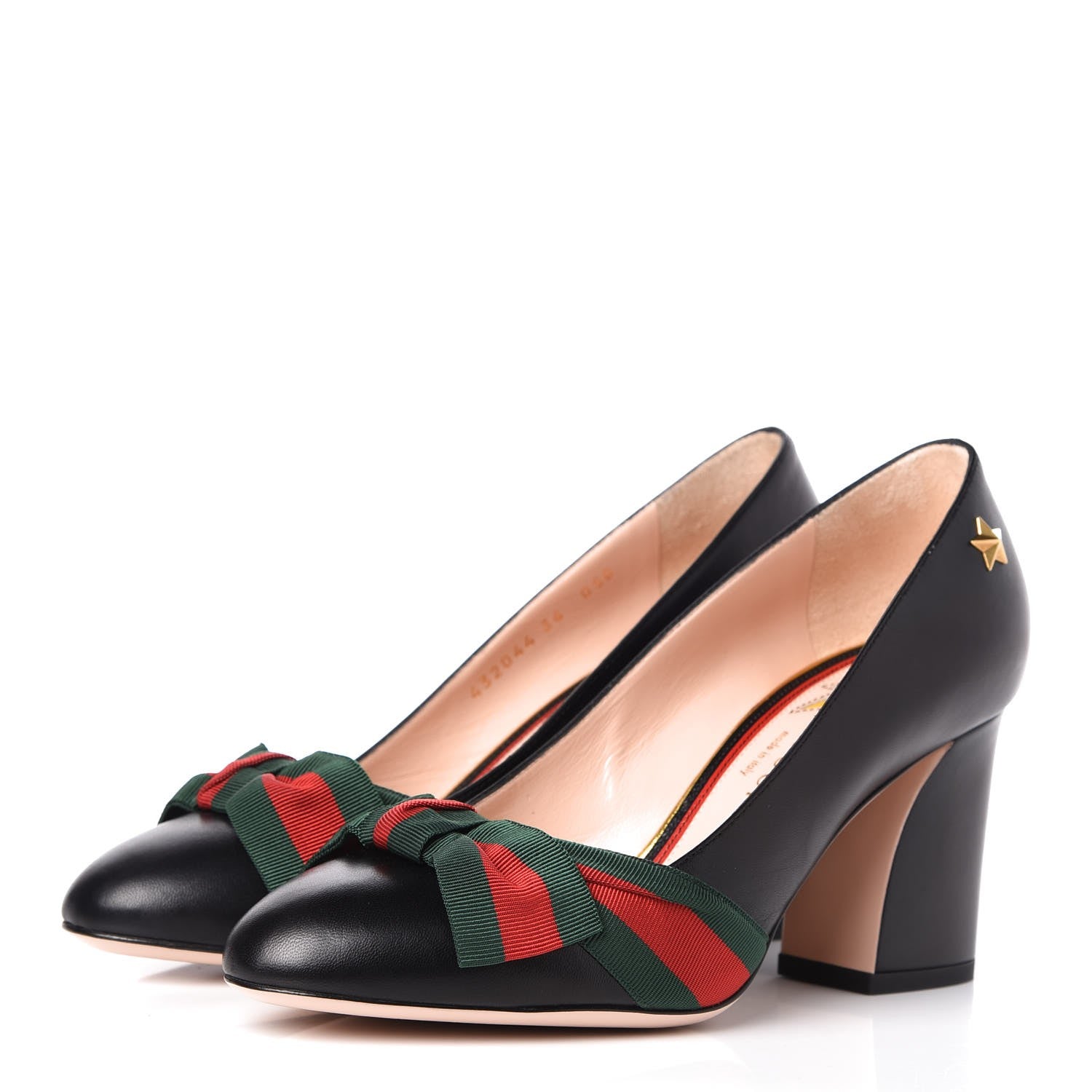 Gucci Malaga Kid Web Bow Aline Pumps 36 Black 3 of 9