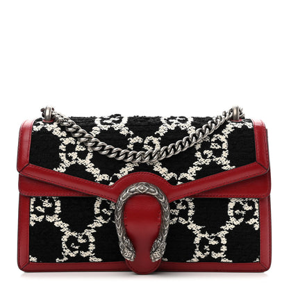 Gucci Tweed GG Monogram Small Dionysus Shoulder Bag Black White Romantic Cherry 1 of 11