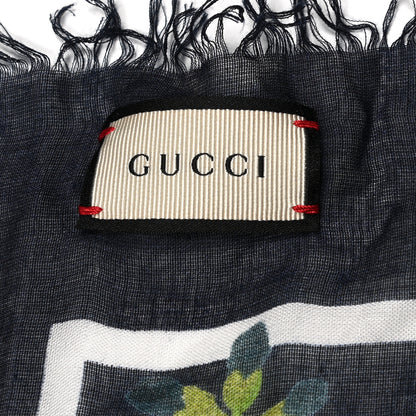 Gucci Modal Silk New Bloom Square Scarf Midnight Blue Sky Blue 3 of 3