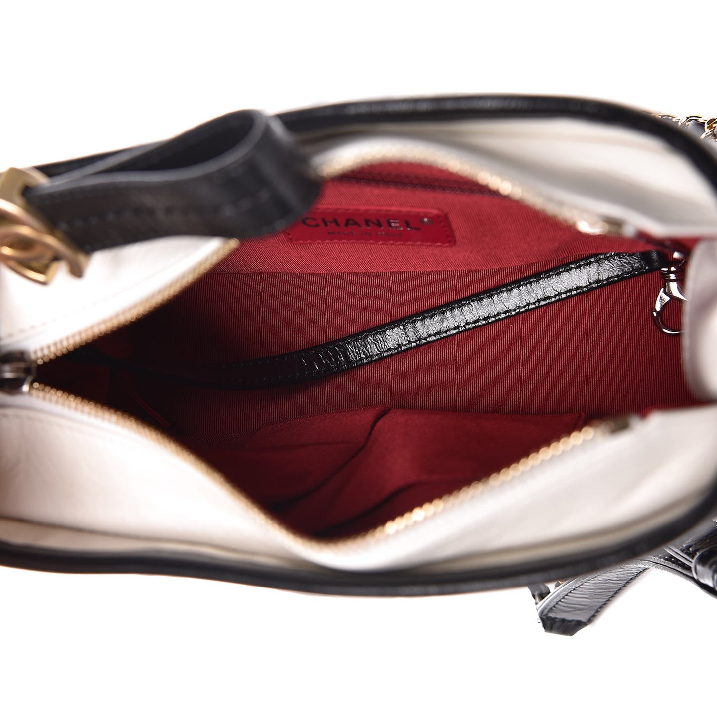 Aged Calfskin Quilted Small Gabrielle Hobo Black White