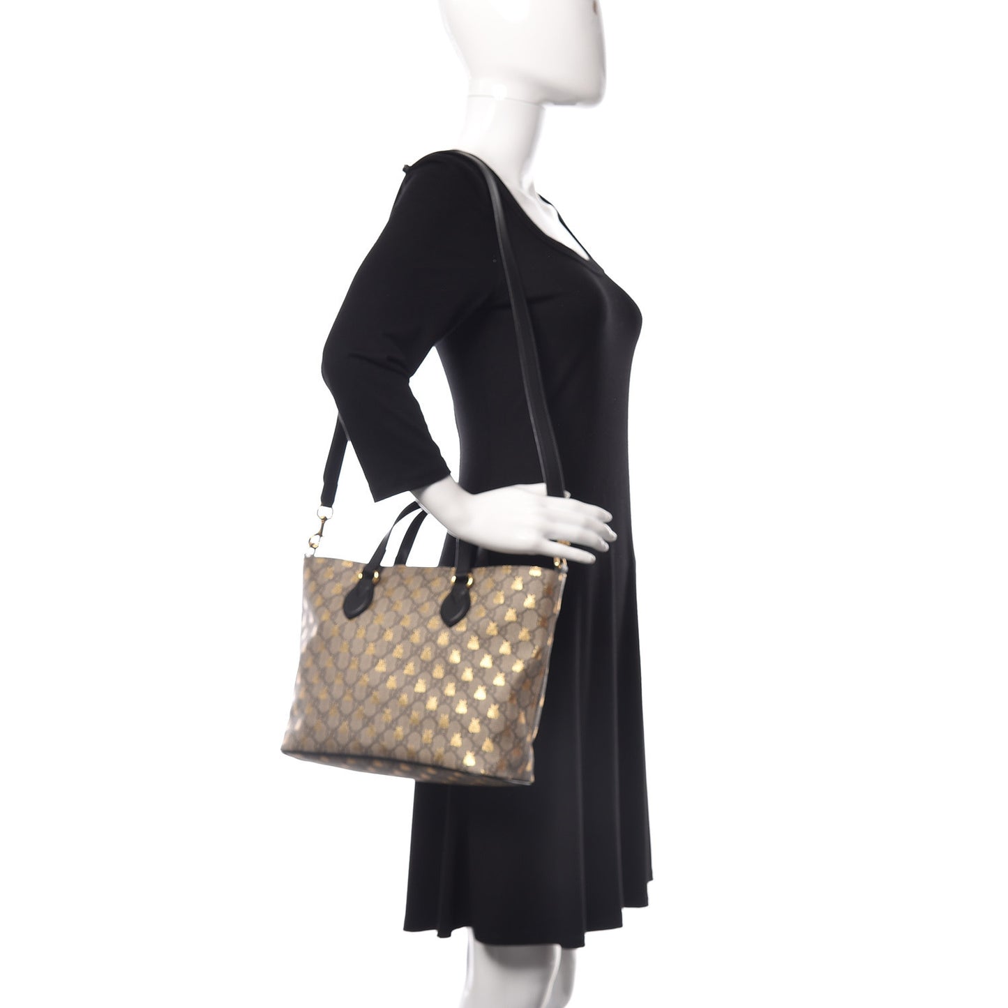 Soft GG Supreme Monogram Bees Small Crossbody Tote Beige Oro Black