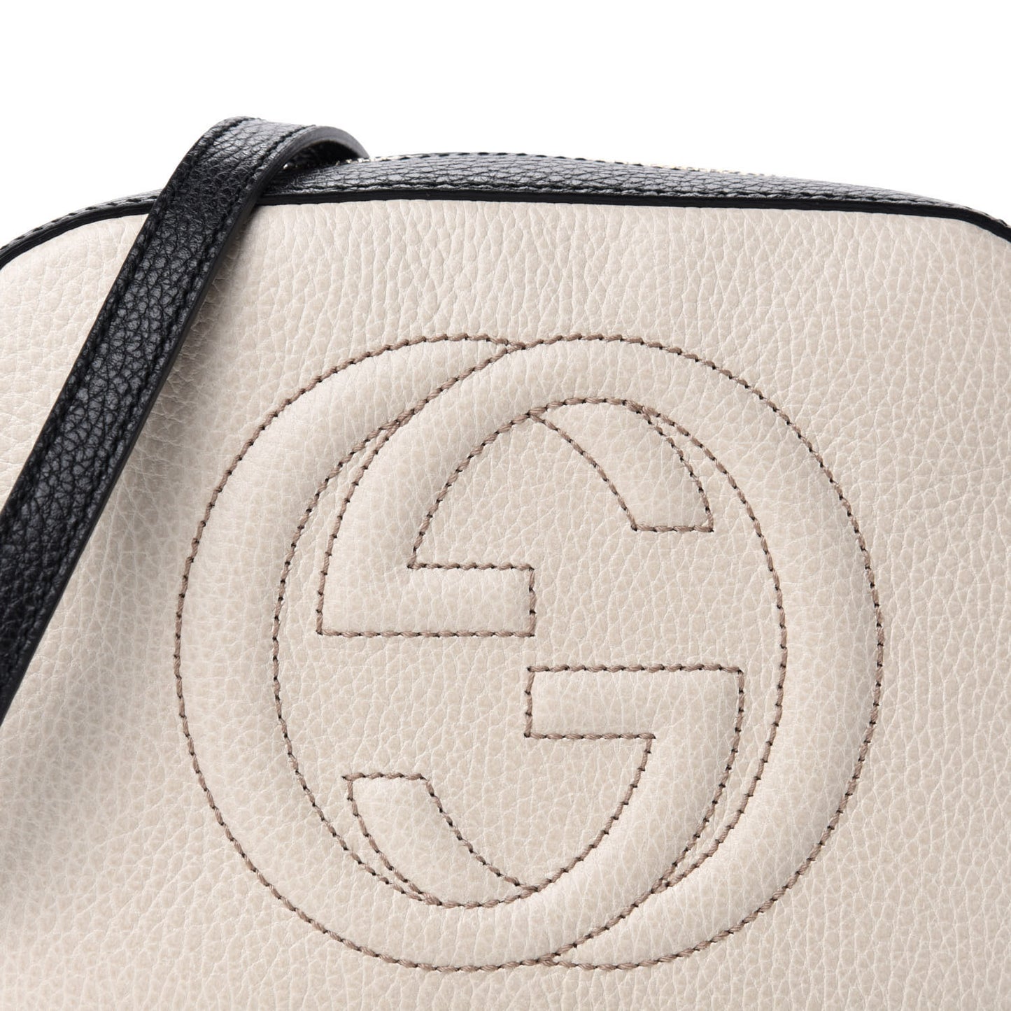 Dollar Calfskin Bi-Color Small Soho Disco Bag Mystic White Black