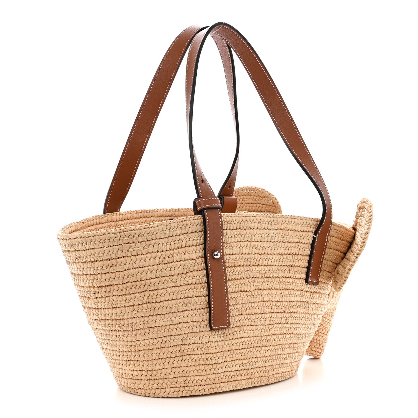 Raffia Small Elephant Basket Tote Bag Natural Tan
