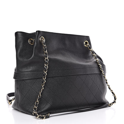 Chanel Crumpled Grained Calfskin Zip and Carry Shopping Tote Black 3 of 10
