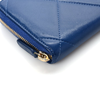 Chanel Shiny Goatskin Quilted Chanel 19 Long Zipped Around Wallet Blue 8 of 10