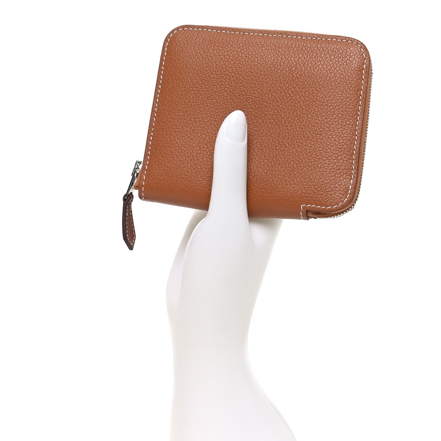 Hermes Evercolor Silk'in Compact Wallet Gold Orange Gris Mouette 2 of 8