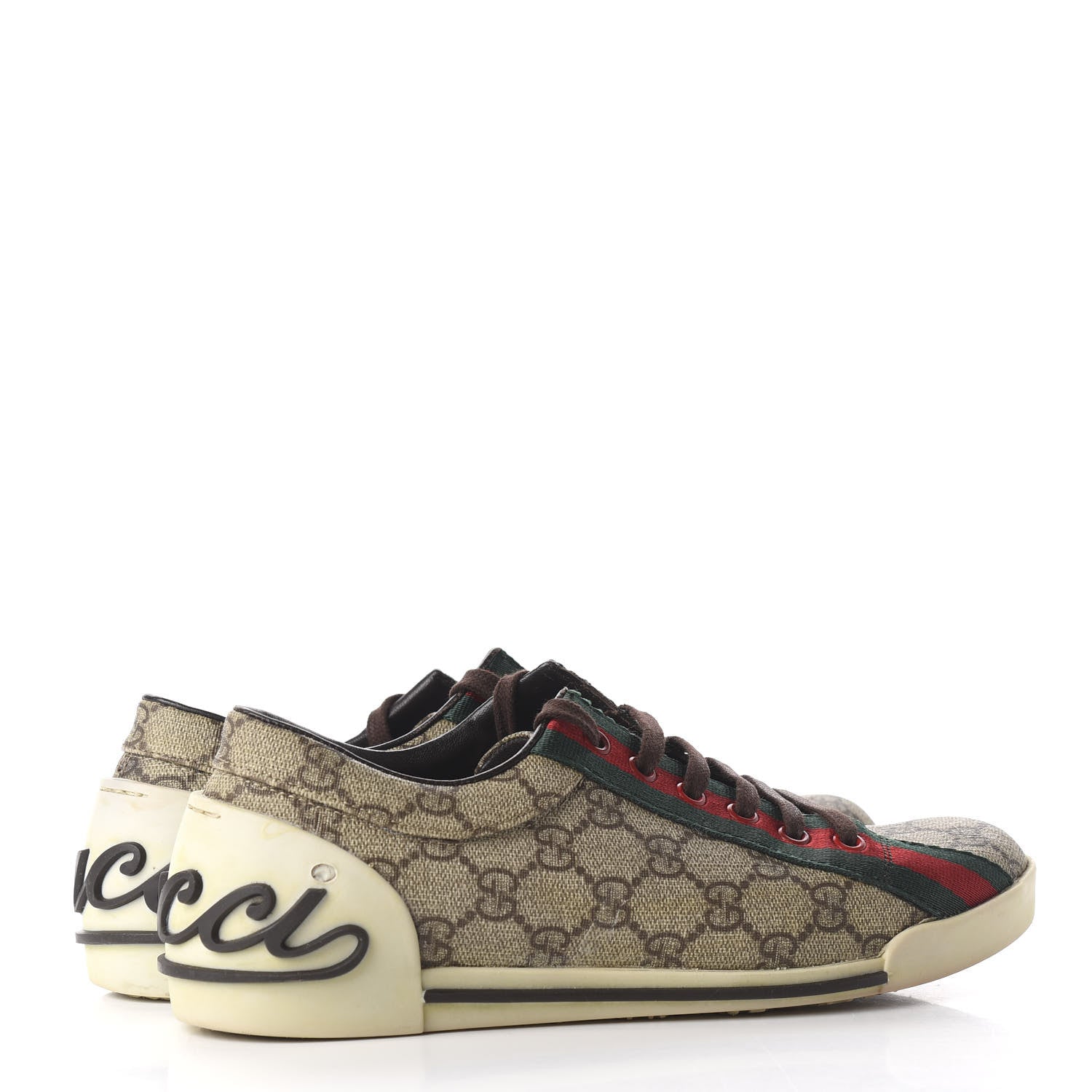 Gucci GG Monogram Web Womens Script Sneakers 38 Brown 4 of 9