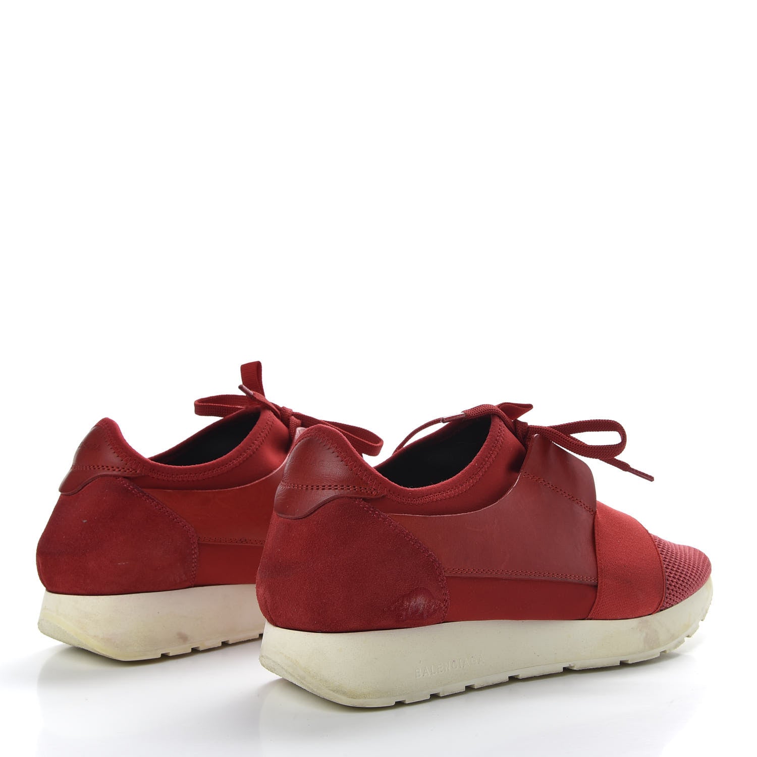 Balenciaga Calfskin Neoprene Mesh Suede Womens Race Runner Sneakers 41 Red 4 of 10