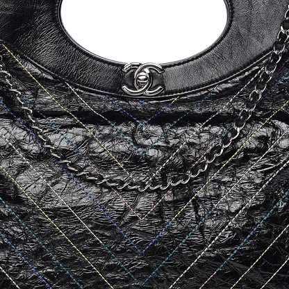 Chanel Glazed Calfskin Chevron Stitched Large 31 Shopping Bag Black 10 of 10