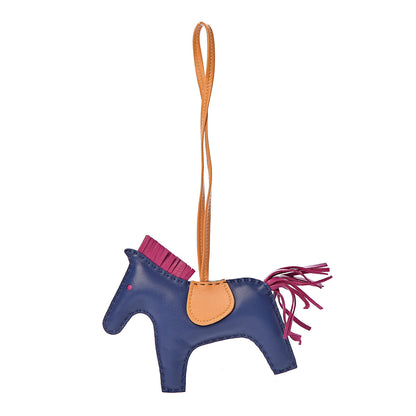 Hermes Milo Lambskin Grigri Rodeo Horse Bag Charm MM Bleu Saphir Rose Pourpre Bouton D'Or 1 of 5