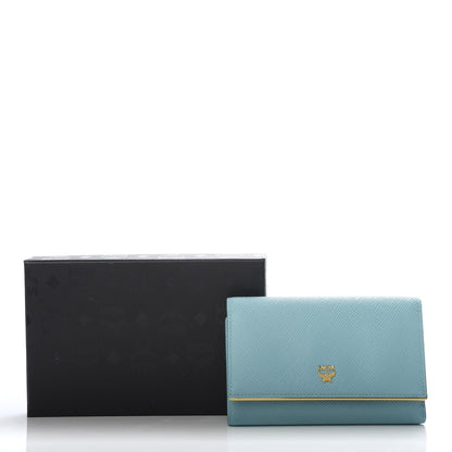 MCM Saffiano Casablanca Tri-Fold Wallet Sea Blue 7 of 7