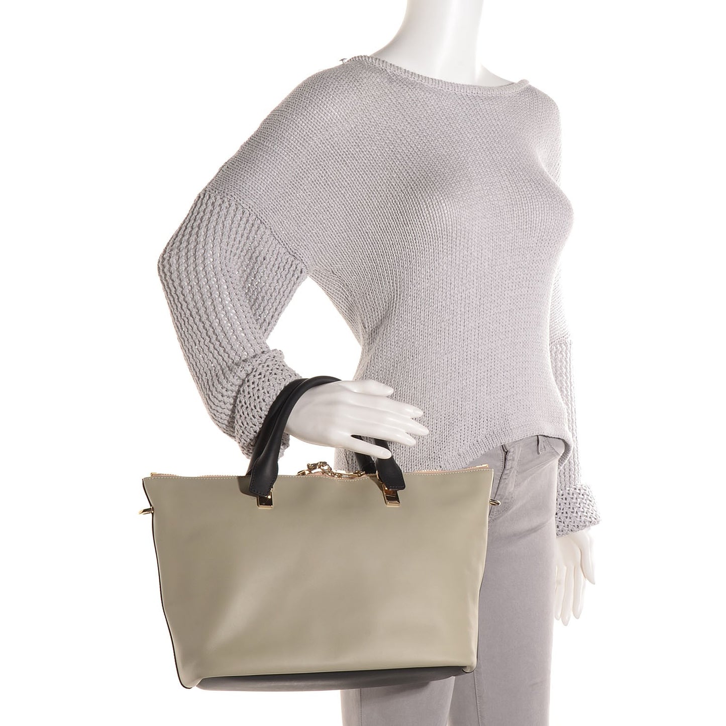 Smooth Calfskin Medium Baylee Tote Mushroom Black