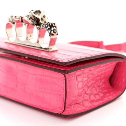 Alexander McQueen Calfskin Crocodile Embossed Knuckle Shoulder Bag Peony Pink 10 of 12