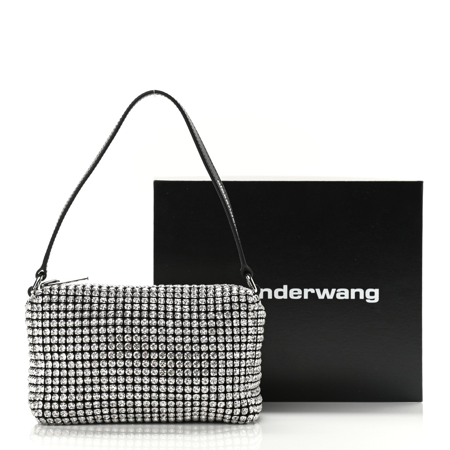 Alexander Wang Mesh Crystal Rhinestone Mini Heiress Pouch Black Silver 17 of 17