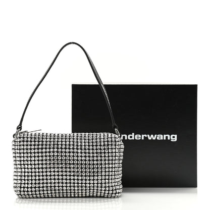 Alexander Wang Mesh Crystal Rhinestone Mini Heiress Pouch Black Silver 17 of 17