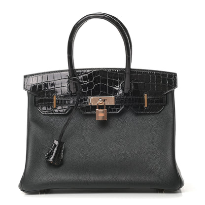 Hermes Taurillon Novillo Shiny Niloticus Crocodile Birkin Touch 30 Black 1 of 11