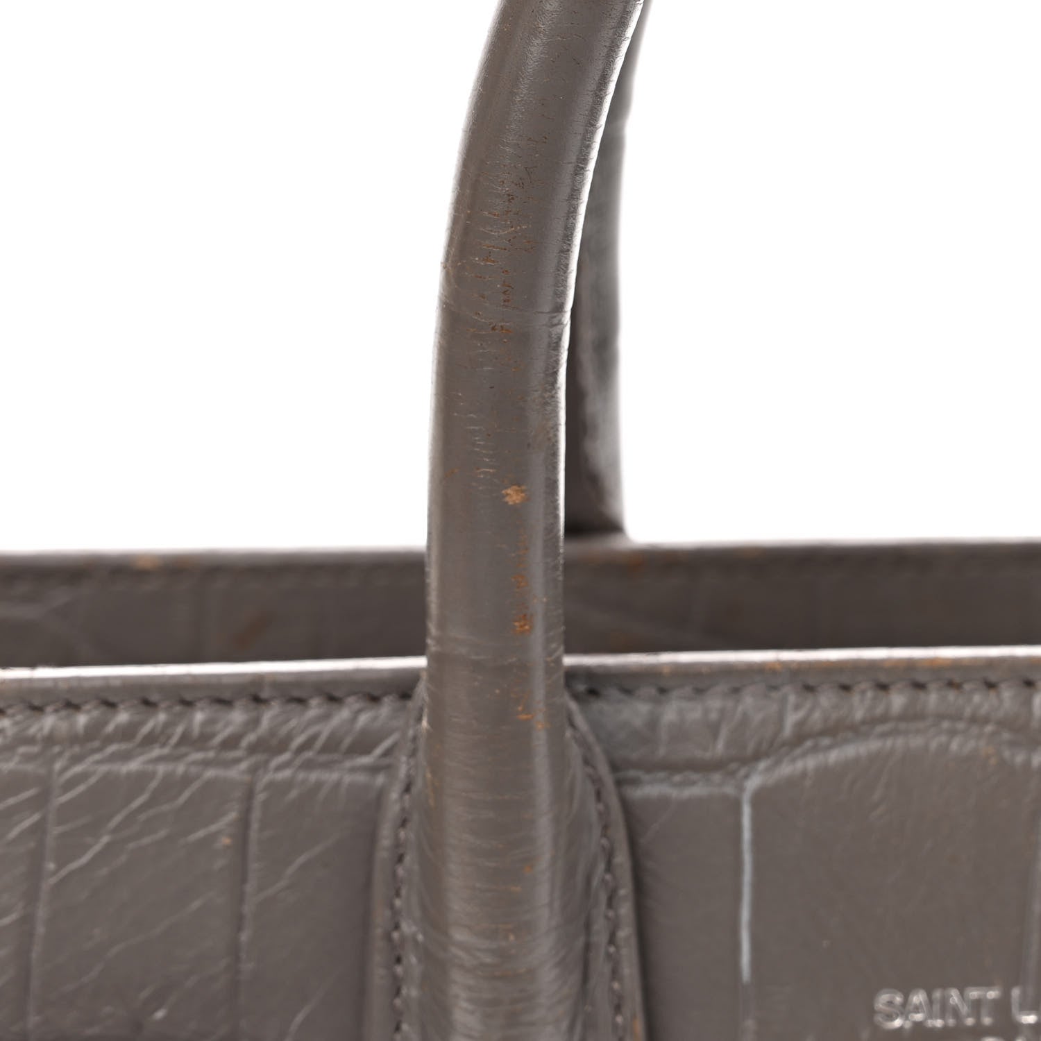 Saint Laurent Calfskin Crocodile Embossed Nano Sac De Jour Fog 11 of 23