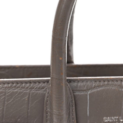 Saint Laurent Calfskin Crocodile Embossed Nano Sac De Jour Fog 11 of 23