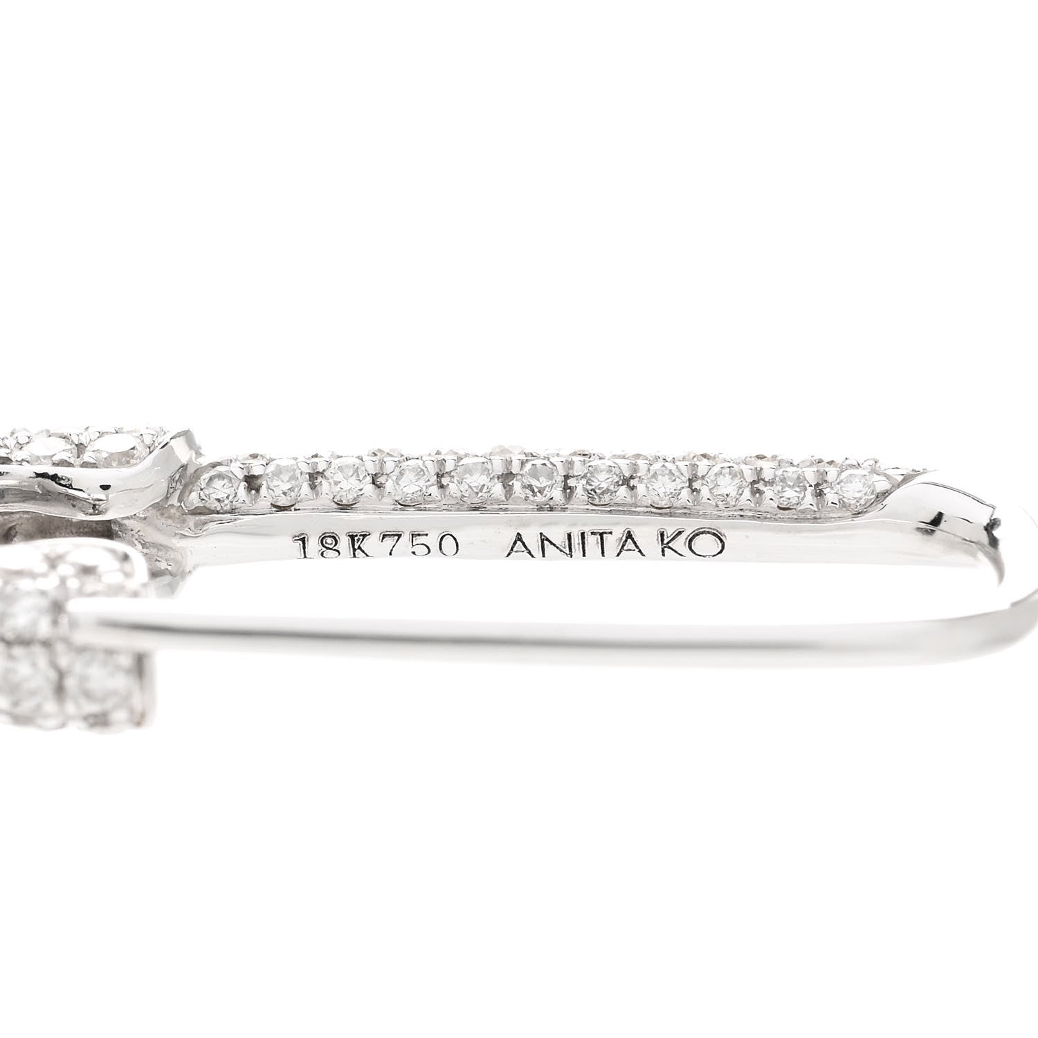 Anita Ko 18K White Gold Diamond Mini Safety Pin Earring 4 of 4