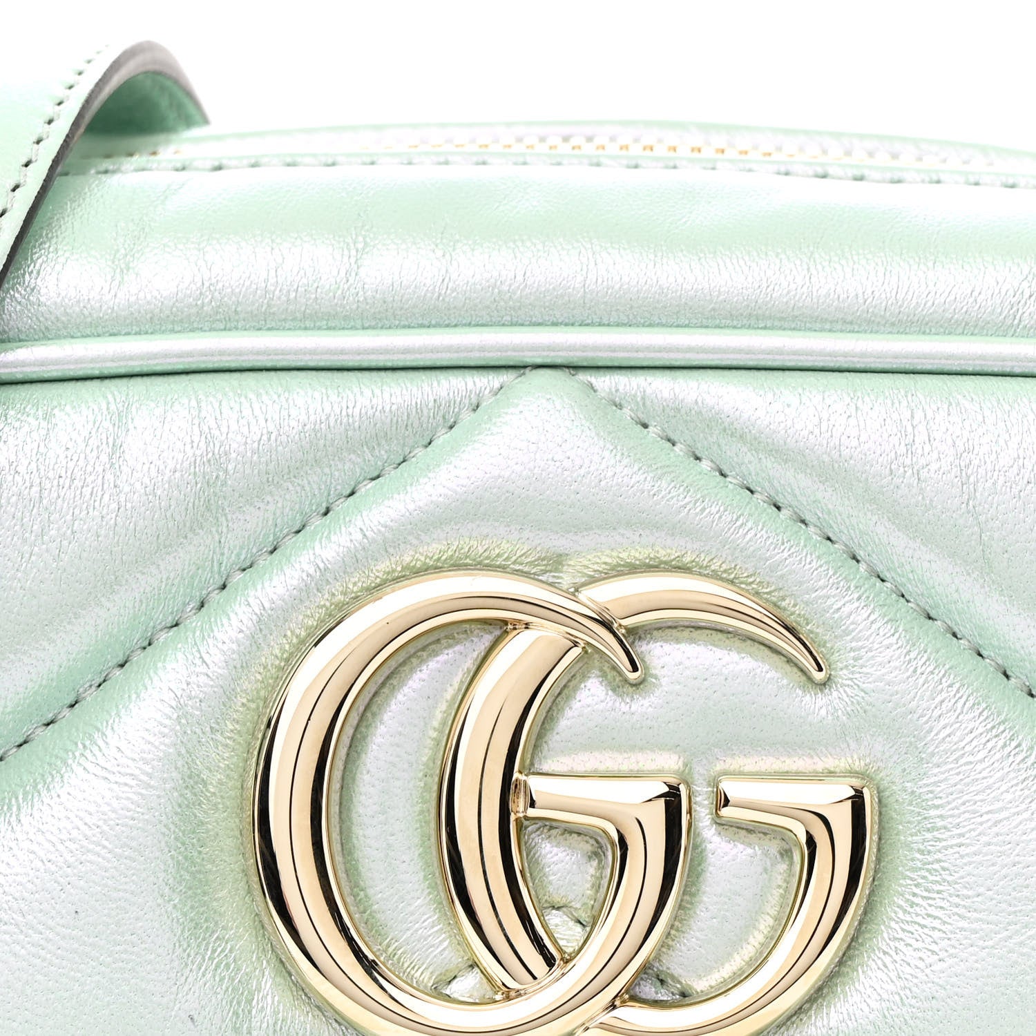 Gucci Iridescent Nappa Chevron Matelasse Small GG Marmont Chain Shoulder Bag Iridescent Salvy Green 8 of 10