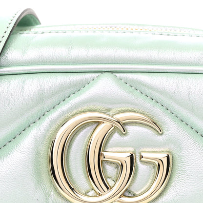 Gucci Iridescent Nappa Chevron Matelasse Small GG Marmont Chain Shoulder Bag Iridescent Salvy Green 8 of 10