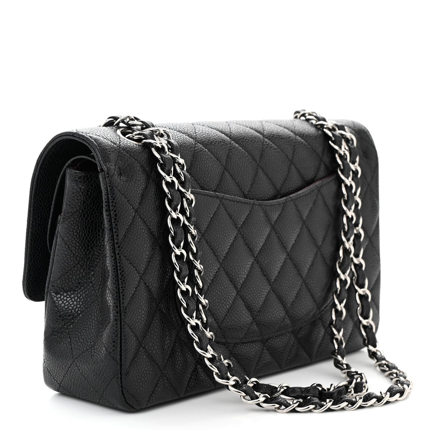 Caviar Quilted Medium Double Flap Black