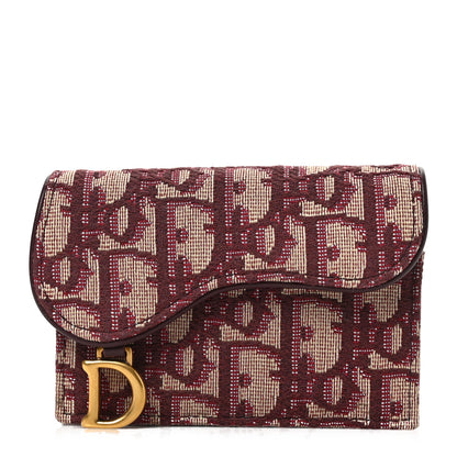 Christian Dior Oblique Saddle Card Holder Bordeaux 1 of 6