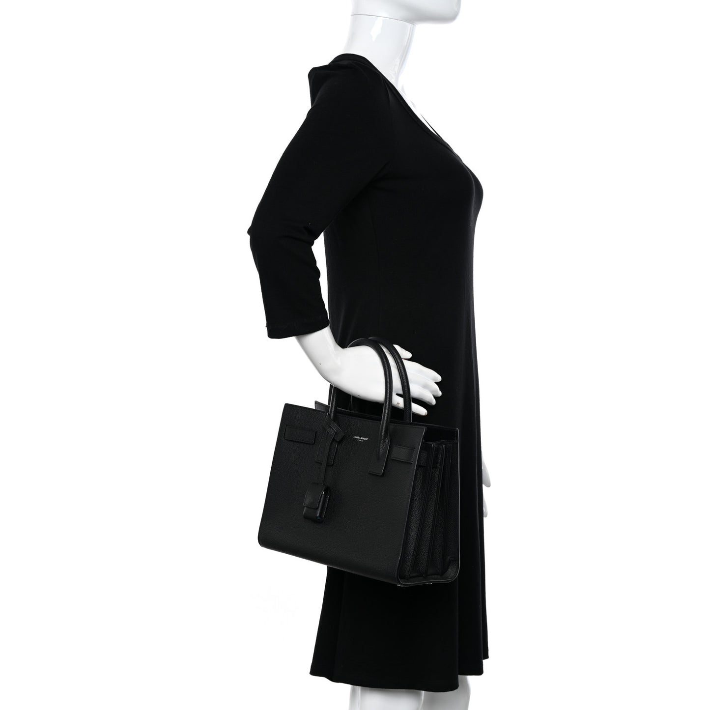 Grained Calfskin Baby Sac De Jour Black