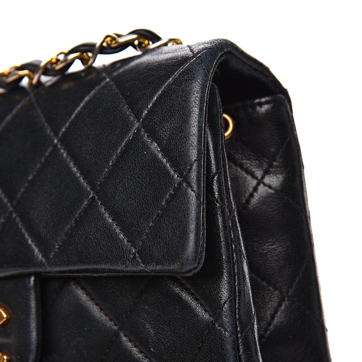 Lambskin Quilted Mini Square Flap Black