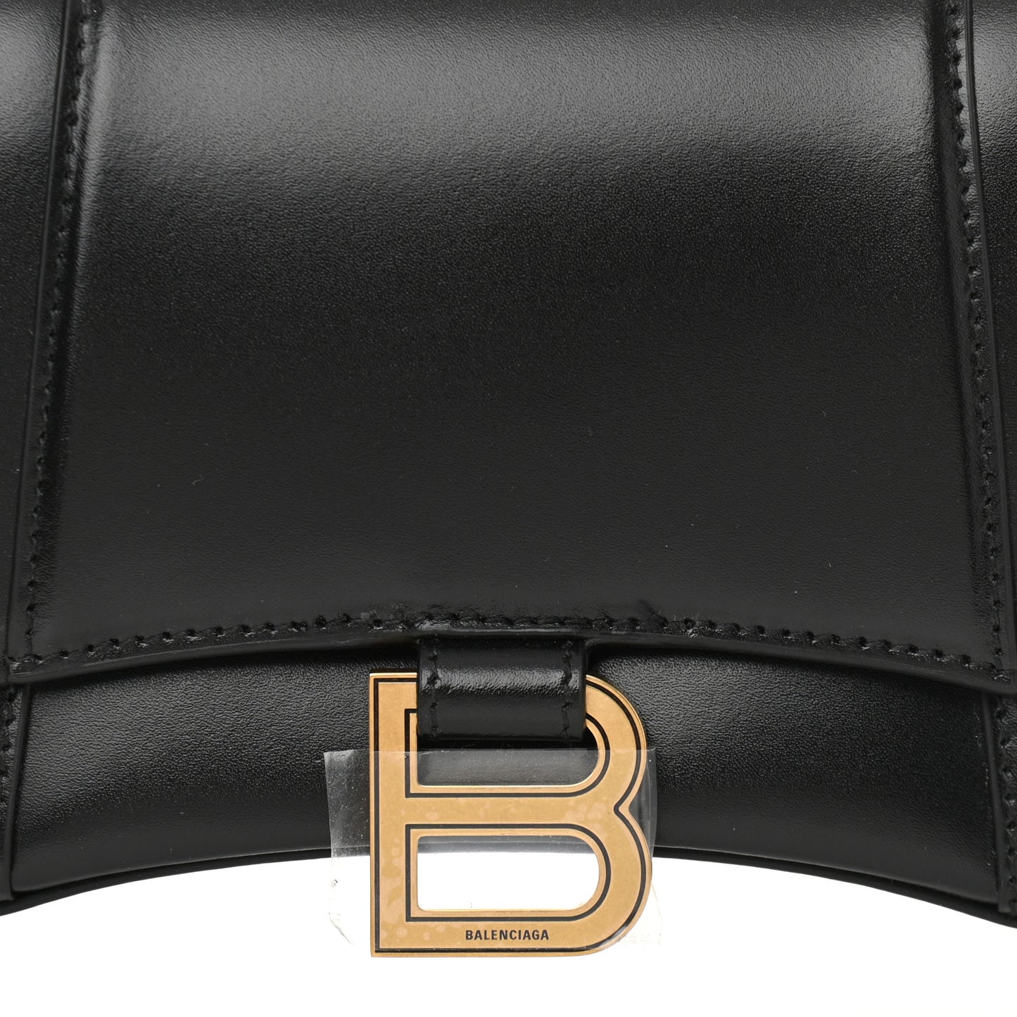 Shiny Box Calfskin Small Hourglass Evening Chain Bag Black