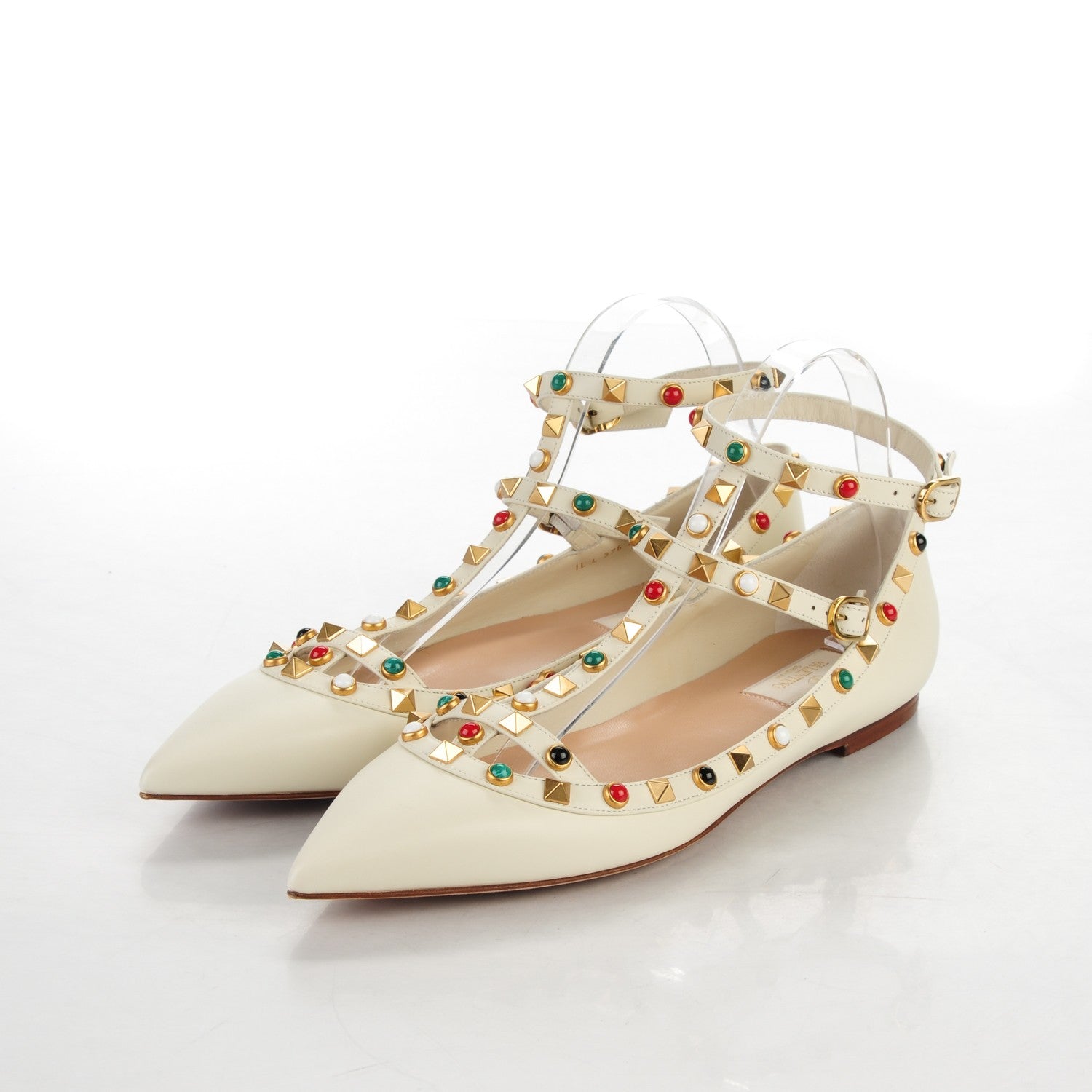 Valentino Garavani Nappa Rockstud Rolling Cage Ballerina Flats 40 Light Ivory 3 of 7