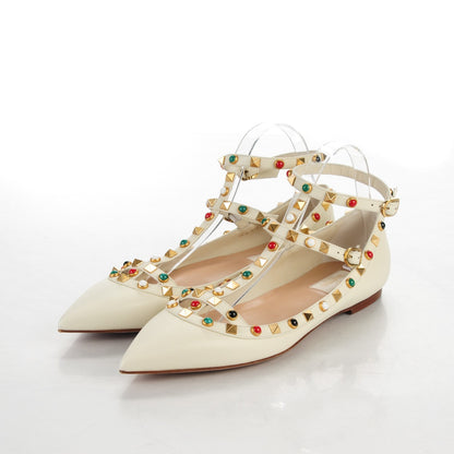 Valentino Garavani Nappa Rockstud Rolling Cage Ballerina Flats 40 Light Ivory 3 of 7