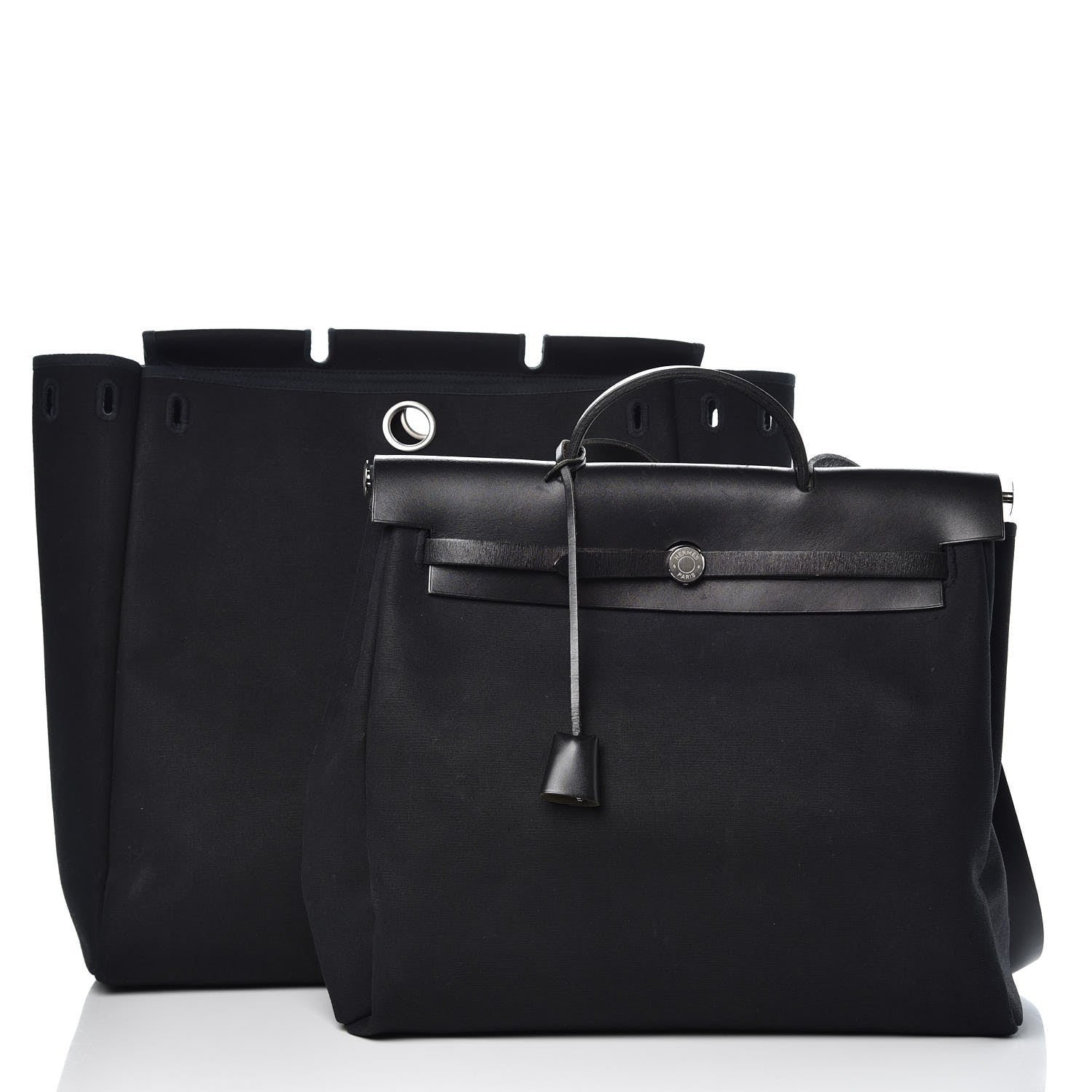 Hermes Toile Vache Calfskin Herbag 40 GM Black 5 of 14