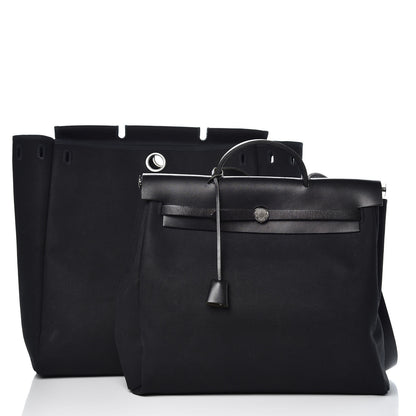 Hermes Toile Vache Calfskin Herbag 40 GM Black 5 of 14