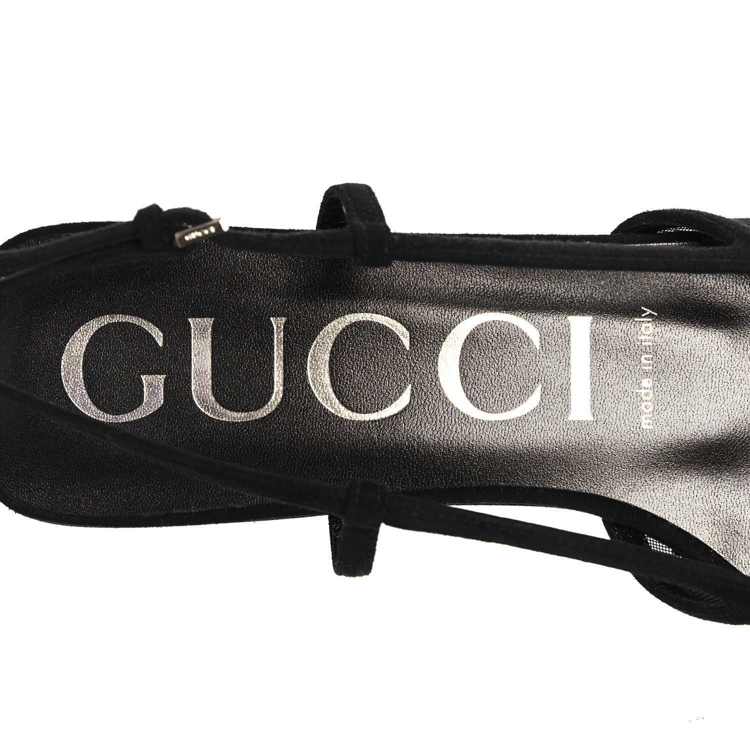 Gucci Tela Retino Kid Scamosciato Crystal GG Monogram Square Demi Ballet Flats 38.5 Black 8 of 9