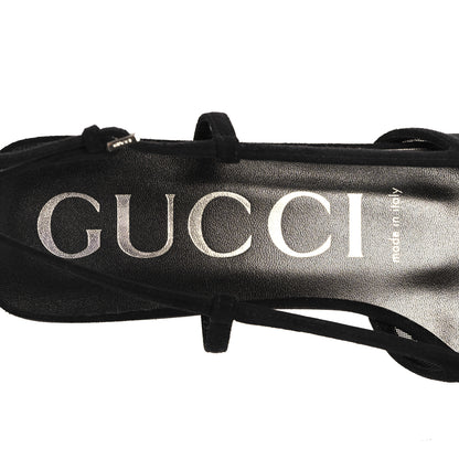 Gucci Tela Retino Kid Scamosciato Crystal GG Monogram Square Demi Ballet Flats 38.5 Black 8 of 9