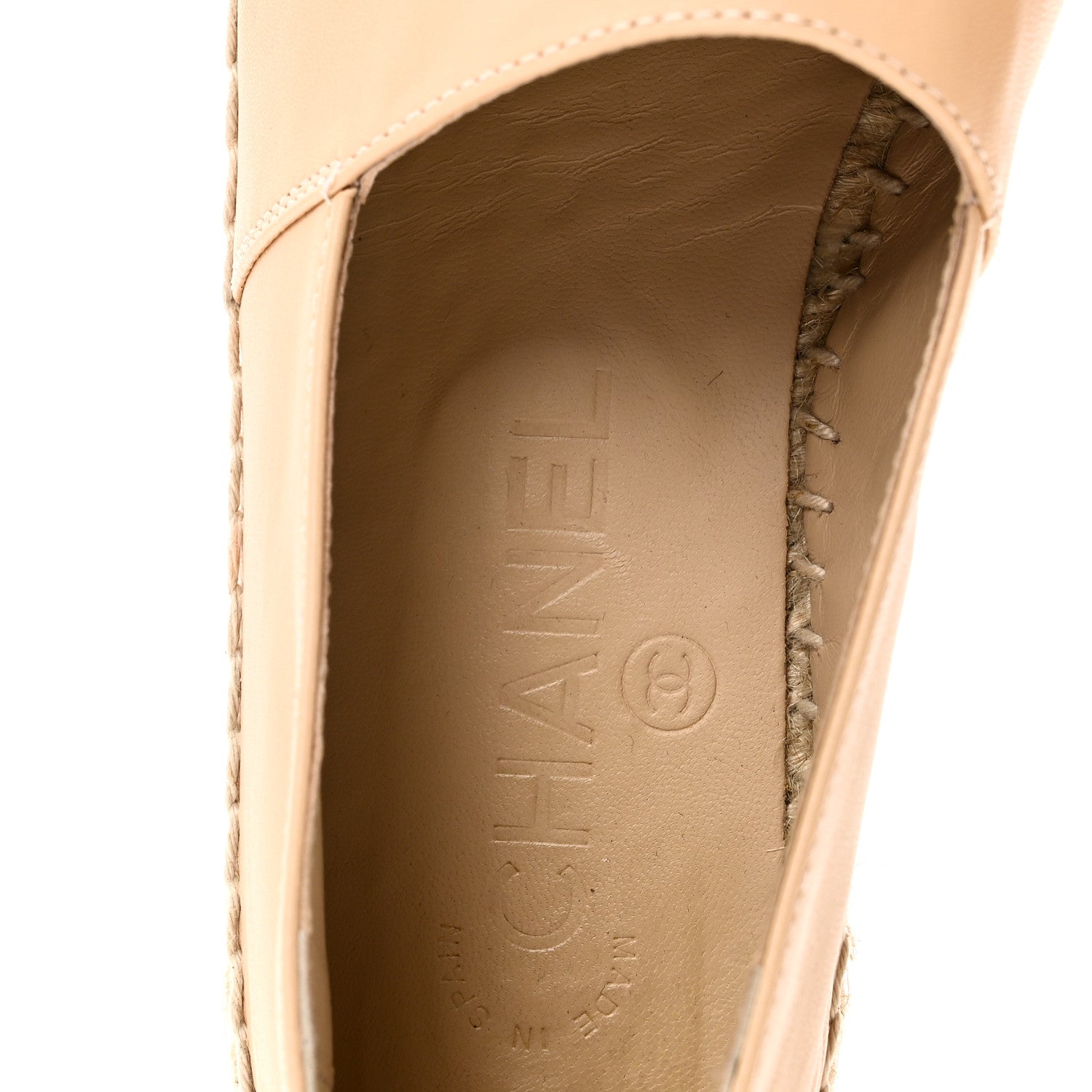 Chanel Lambskin CC Espadrilles 35 Beige Black 9 of 10
