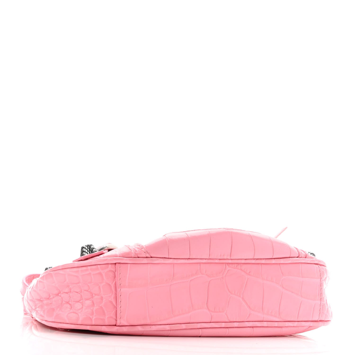 Balenciaga Extra Supple Calfskin Crocodile Embossed Le Cagole Mini Purse With Chain Sweet Pink 4 of 9