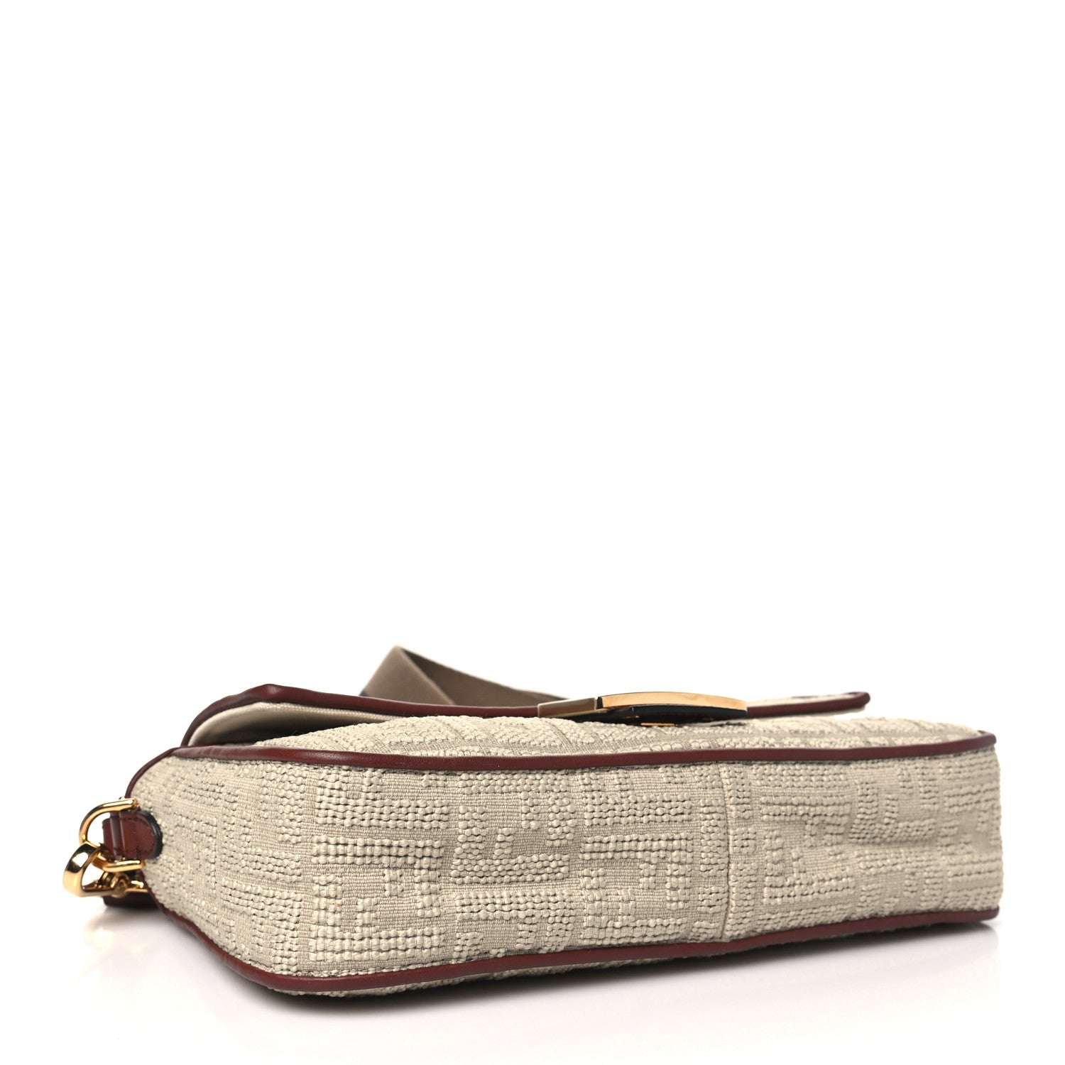 Fendi Sardinian Jacquard Vitello King FF 1974 Embroidered Baguette Corda Praline 4 of 11