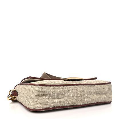 Fendi Sardinian Jacquard Vitello King FF 1974 Embroidered Baguette Corda Praline 4 of 11