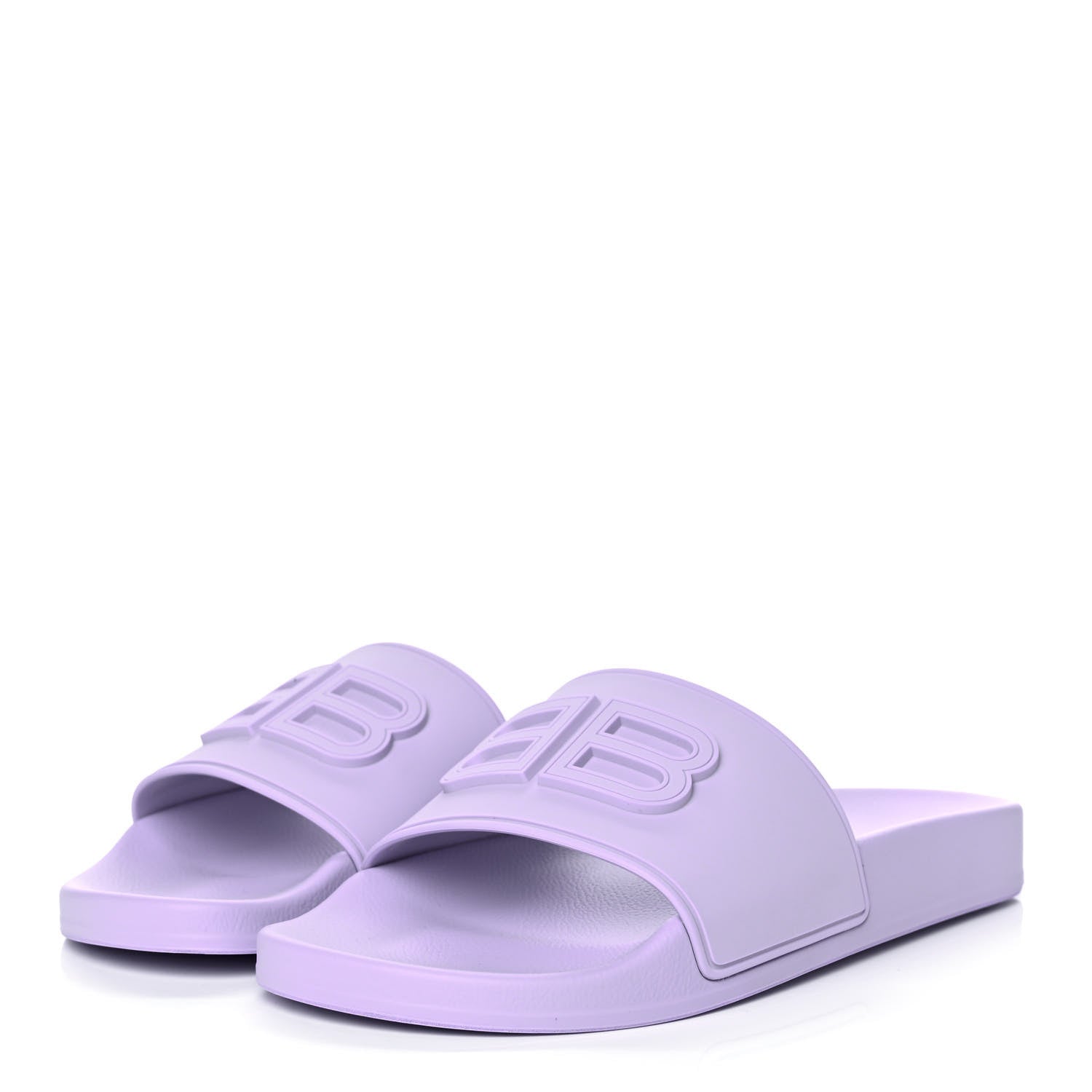 Balenciaga Rubber BB Womens Pool Slide Sandals 38 Lilac 3 of 9