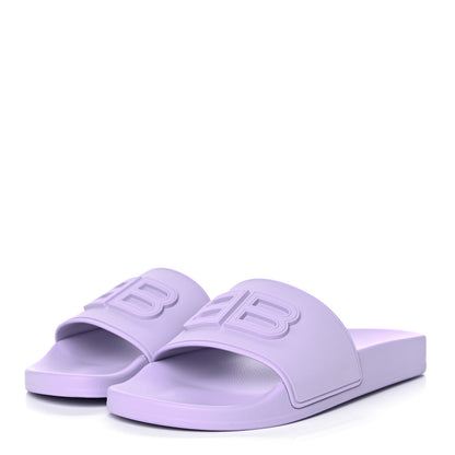 Balenciaga Rubber BB Womens Pool Slide Sandals 38 Lilac 3 of 9