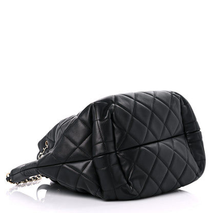 Chanel Lambskin Quilted CC Dweller Drawstring Tote Black 4 of 13