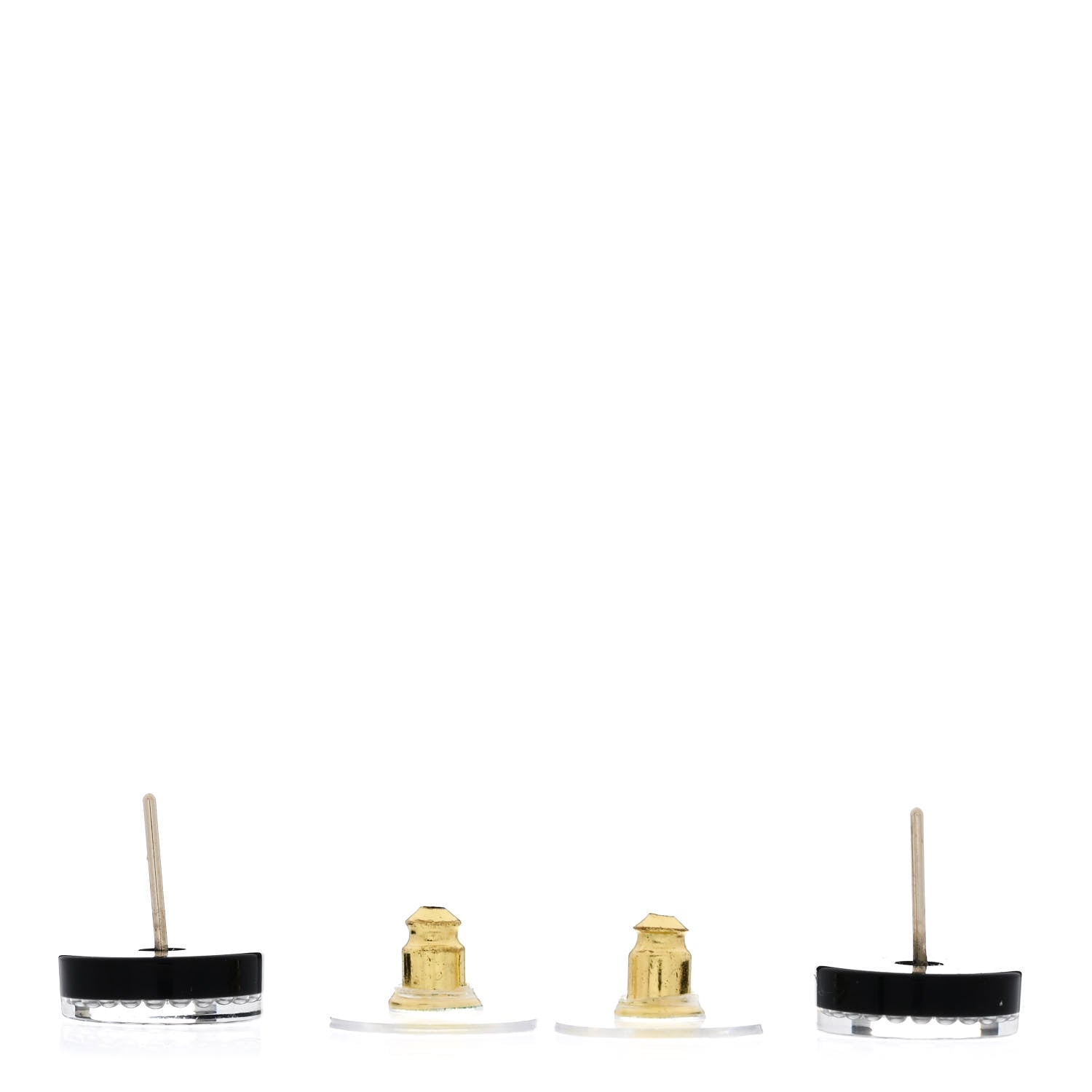 Chanel Crystal Pearl CC Round Earrings Black Silver 3 of 4