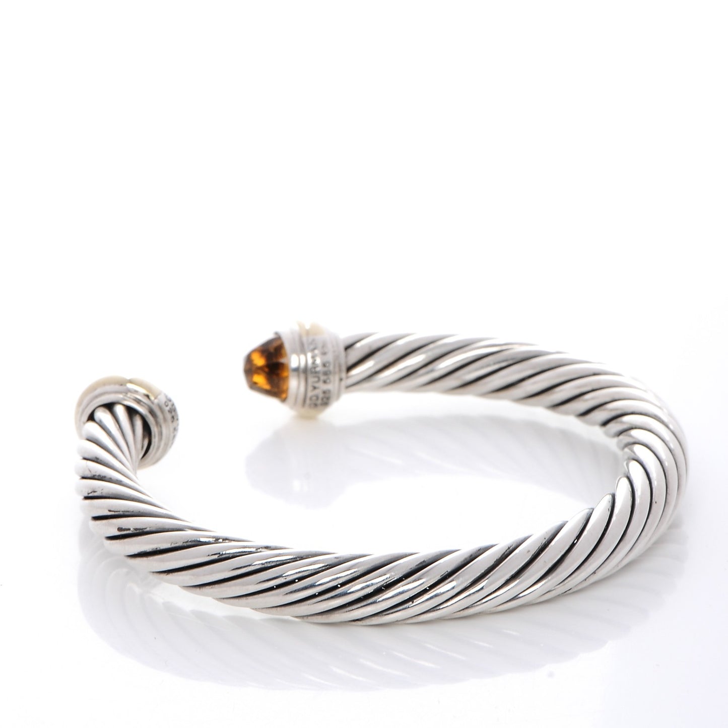 Sterling Silver 14K Yellow Gold Citrine 7mm Cable Classics Bracelet