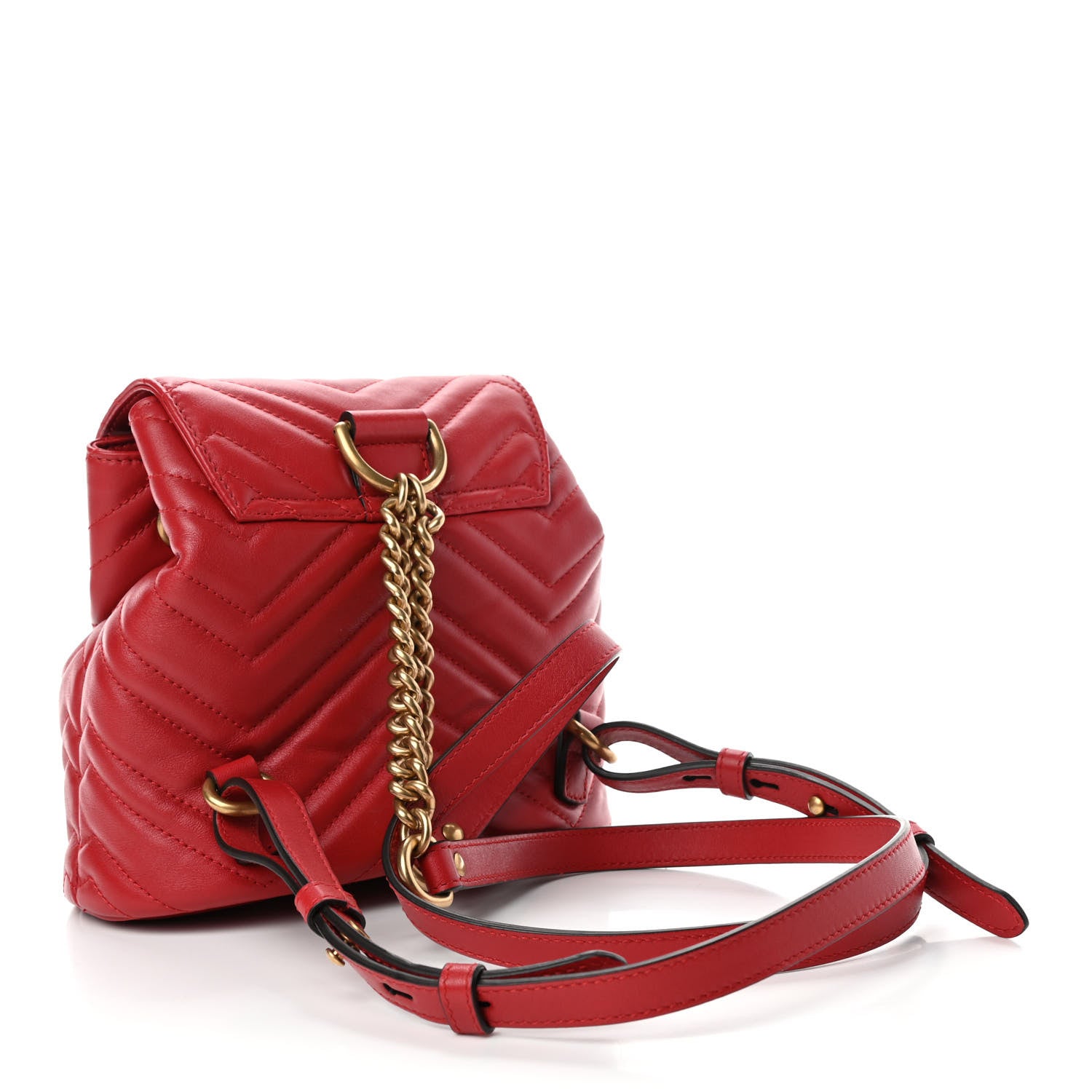 Gucci Calfskin Matelasse GG Marmont Flap Backpack Hibiscus Red 2 of 5